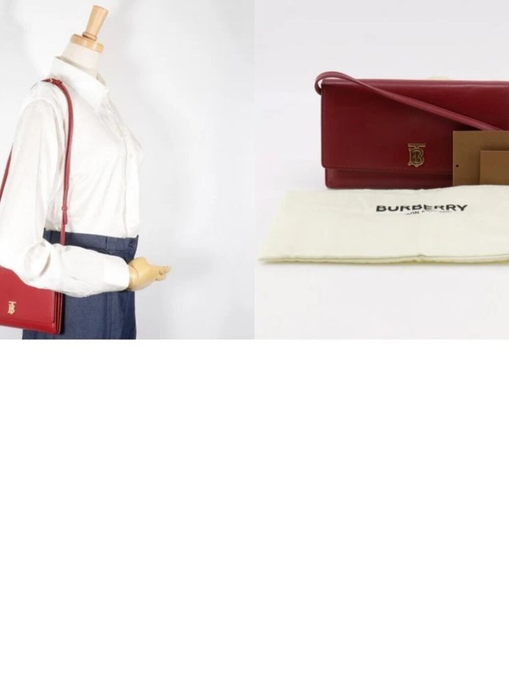 BURBERRY Shoulder wallet Shoulder Bag 2WAY Red Cowhide Women - Picture 9 of 12